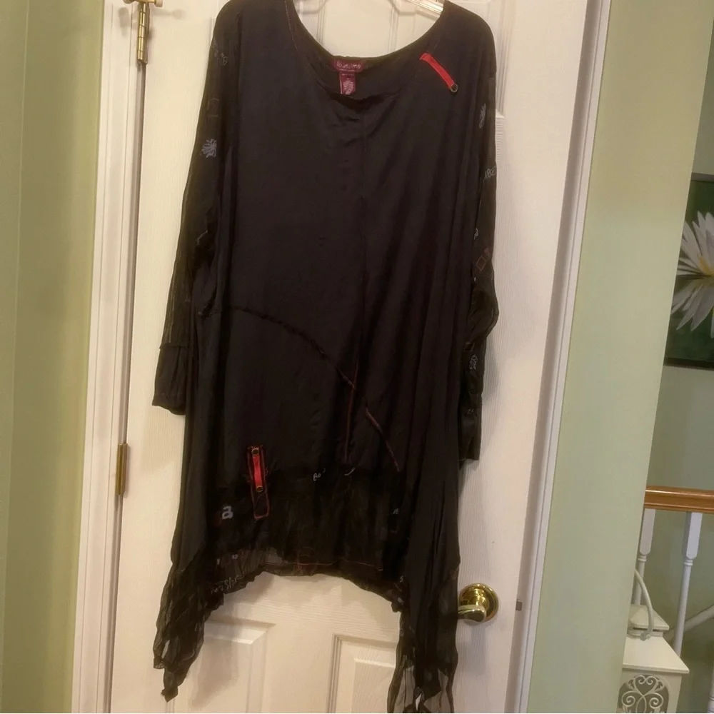 Elegant Black Asymmetrical Women's Tunic. (76) - Picture 1 of 7
